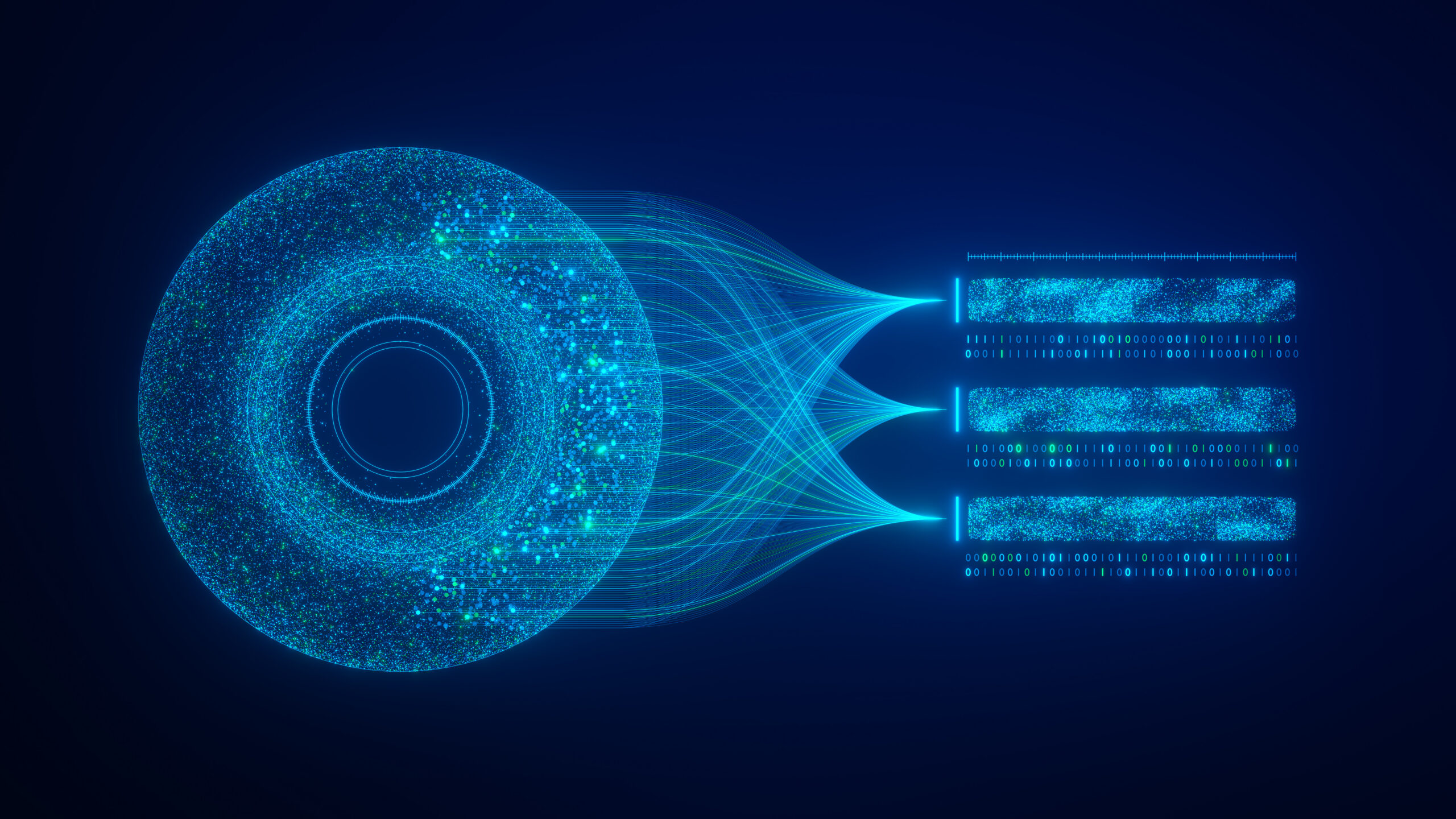 Glowing particles abstract futuristic illustration.